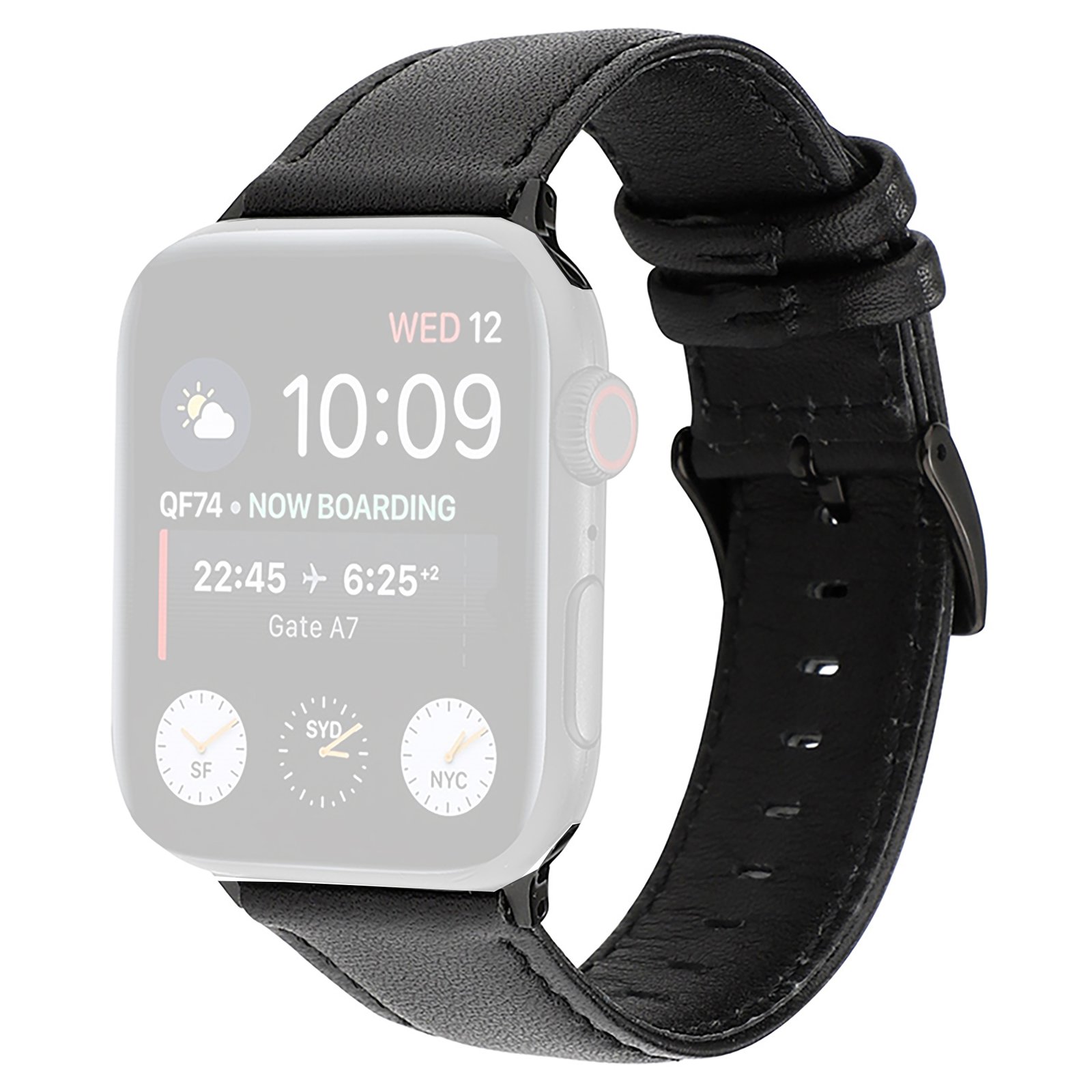 Curea Apple WatchBand piele negru simpla
