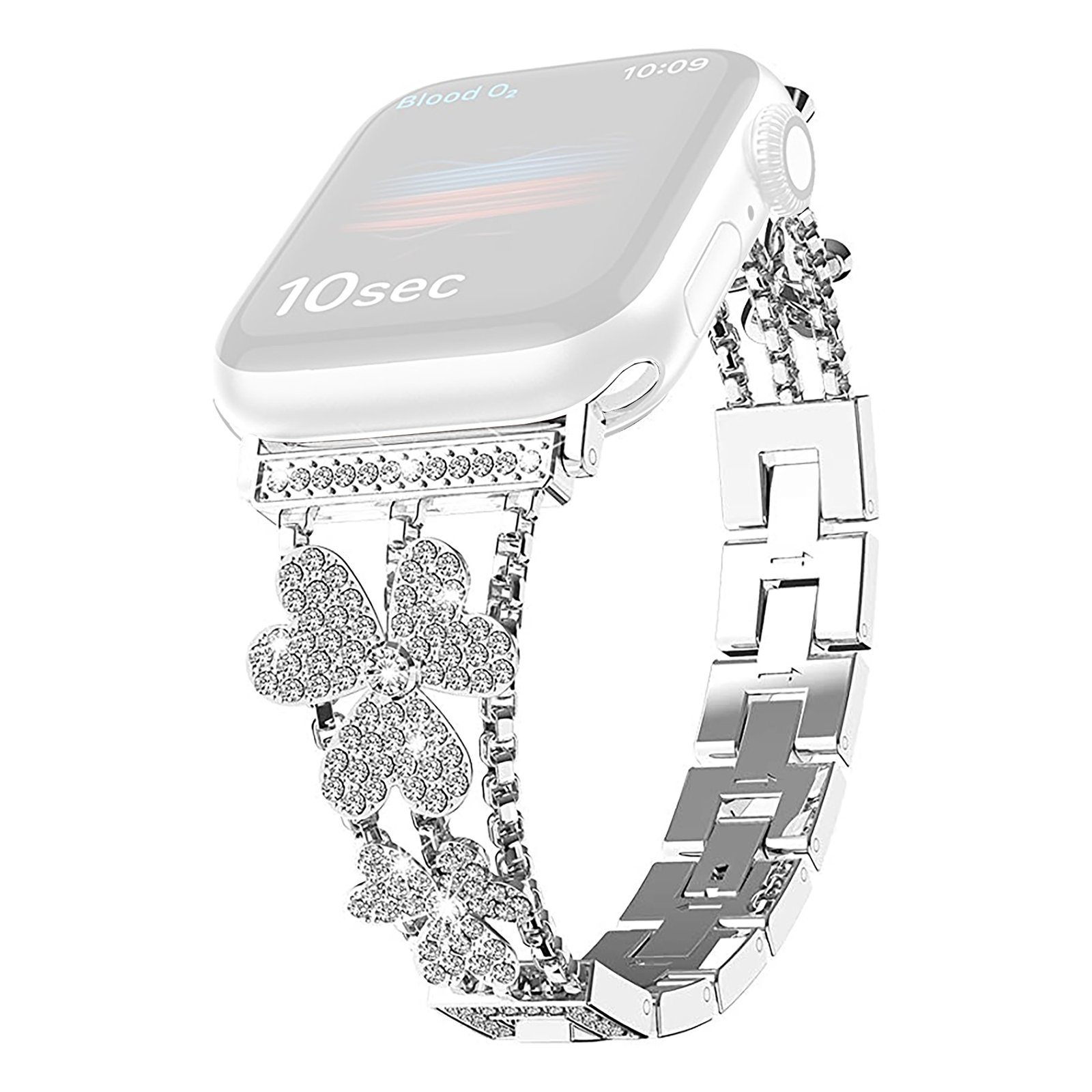 Curea Apple WatchBand metalica flori silver