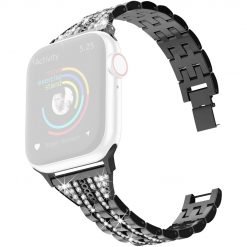 Curea Apple WatchBand metal si cristale negru