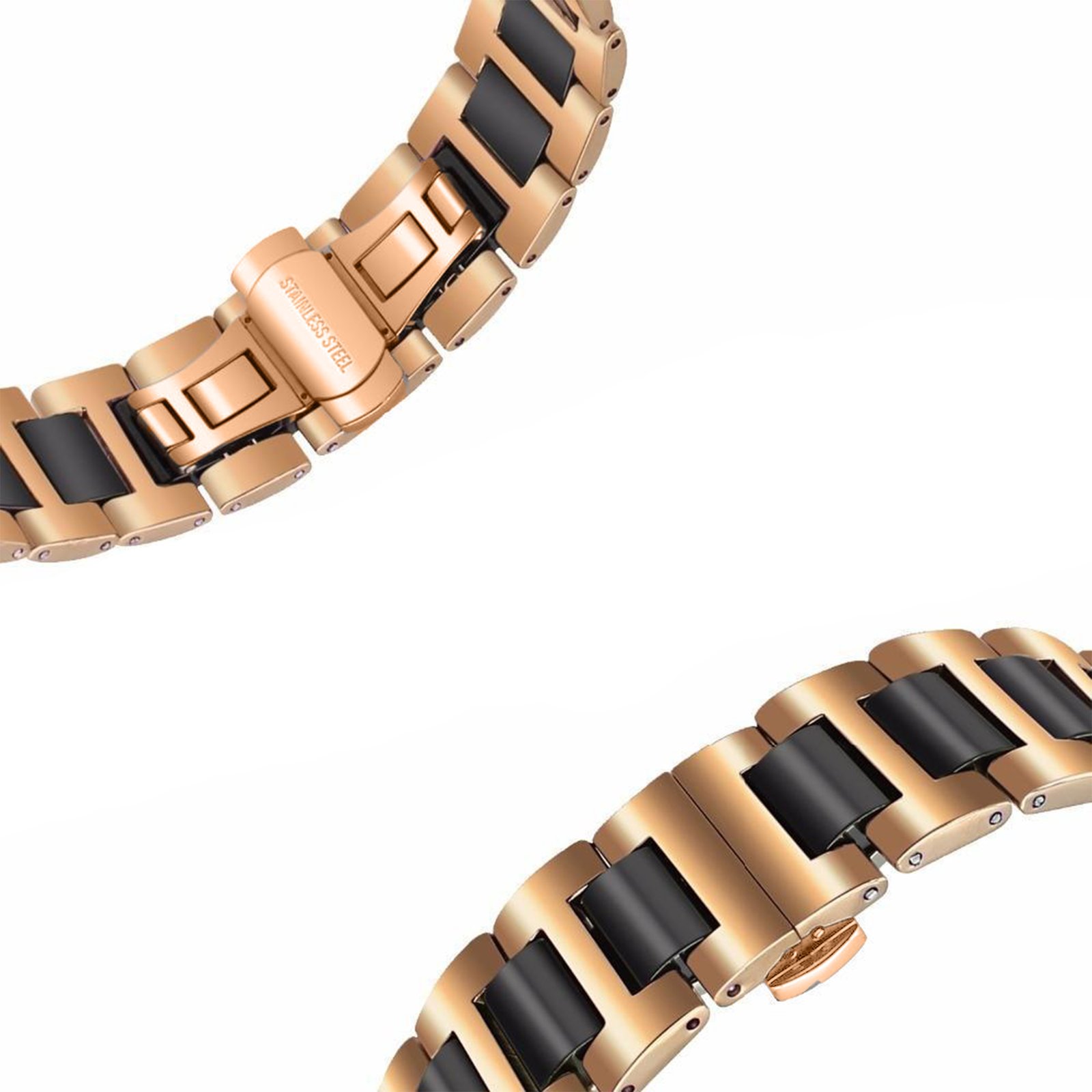 Curea din metal și ceramică WatchBand pentru Apple Watch Imagine Rose gold and black 1