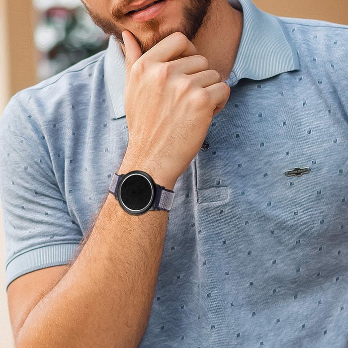 Curea din material textil WatchBand™ Velcro, Compatibila cu smartwatch Samsung Galaxy Watch (42/46 mm), Huawei Watch GT/GT 2 (42/46 mm) si alte ceasuri cu latimea bratarii de 20/22 mm