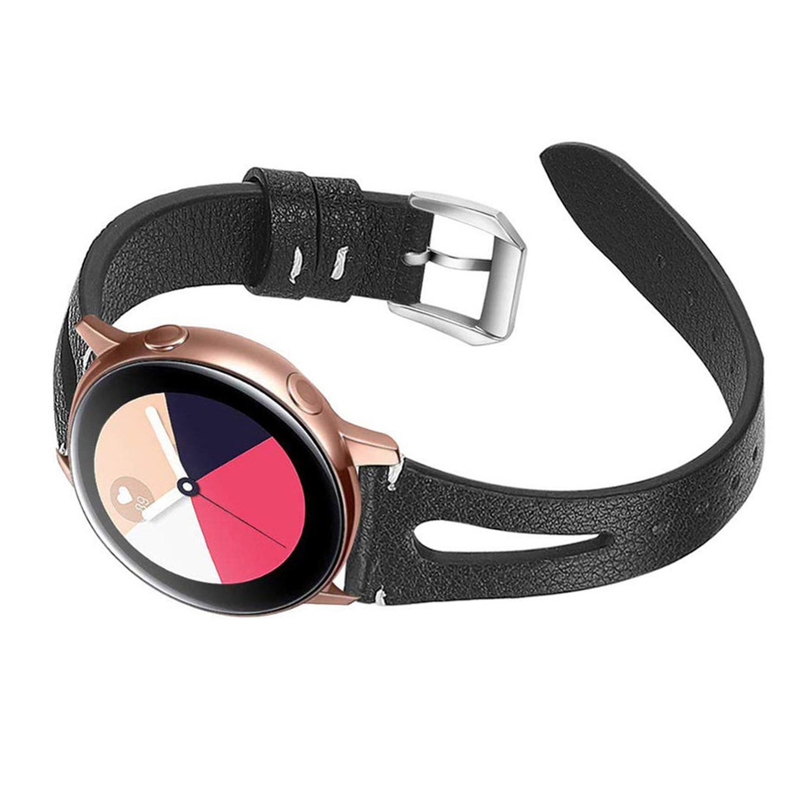 Curea din piele naturala WatchBand™ Raindrop, Compatibila cu smartwatch Samsung Galaxy Watch (42/46 mm), Huawei Watch GT/GT 2 (42/46 mm) si alte ceasuri cu latimea bratarii de 20/22 mm