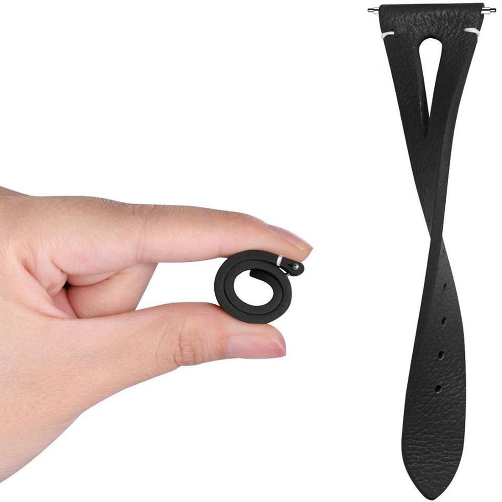 Curea din piele naturala WatchBand™ Raindrop, Compatibila cu smartwatch Samsung Galaxy Watch (42/46 mm), Huawei Watch GT/GT 2 (42/46 mm) si alte ceasuri cu latimea bratarii de 20/22 mm