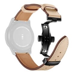 Curea din piele naturala WatchBand™ Elegant, Compatibila cu smartwatch Samsung Galaxy Watch (42/46 mm), Huawei Watch GT/GT 2 (42/46 mm) si oricare alt model cu latimea bratarii de 20/22 mm - 20 mm, Bej