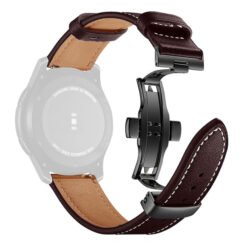Curea din piele naturala WatchBand™ Elegant, Compatibila cu smartwatch Samsung Galaxy Watch (42/46 mm), Huawei Watch GT/GT 2 (42/46 mm) si oricare alt model cu latimea bratarii de 20/22 mm - 20 mm, Maro inchis