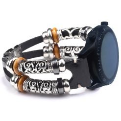 Curea din piele WatchBand™ Indiana, Compatibila cu smartwatch Samsung Galaxy Watch (42/46 mm), Huawei Watch GT/GT 2 (42/46 mm) si oricare alt model cu latimea bratarii de 20/22 mm