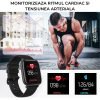 Smartwatch Masurare Puls, Tensiune Arteriala, Saturatie Oxigen, Rezistent la Apa, Notificari Apeluri si Mesaje, Control Camera si Muzica, Multiple Moduri de Sport