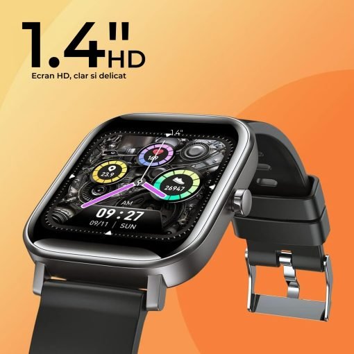 Smartwatch Masurare Puls, Tensiune Arteriala, Saturatie Oxigen, Rezistent la Apa, Notificari Apeluri si Mesaje, Control Camera si Muzica, Multiple Moduri de Sport