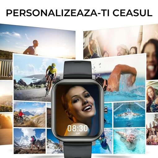 Smartwatch Masurare Puls, Tensiune Arteriala, Saturatie Oxigen, Rezistent la Apa, Notificari Apeluri si Mesaje, Control Camera si Muzica, Multiple Moduri de Sport
